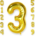 AULE 40 Inch Big Gold 3 Balloon Number Large Foil Helium Number Balloons 0-9 Jumbo Giant Happy 3rd Birthday Party Decorations for Boy or Girl Huge Mylar Anniversary Party Supplies