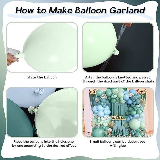 Dusty Slate Blue and Green Garland Balloon Arch Kit, 118pcs Baby Blue Green Party Balloons Balloons for Boys Baby Shower Jungle Woodland Ocean Beach Under The Sea One 1st Birthday Party Decorations
