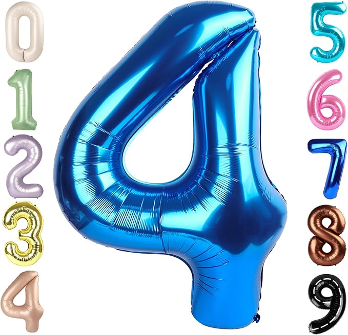 40 Inch Large Numbers Balloon, 4 Dark Blue Ballon for 4th 14 40 44 Birthday Party, Balloon 4 Number for Graduations Wedding Supplies