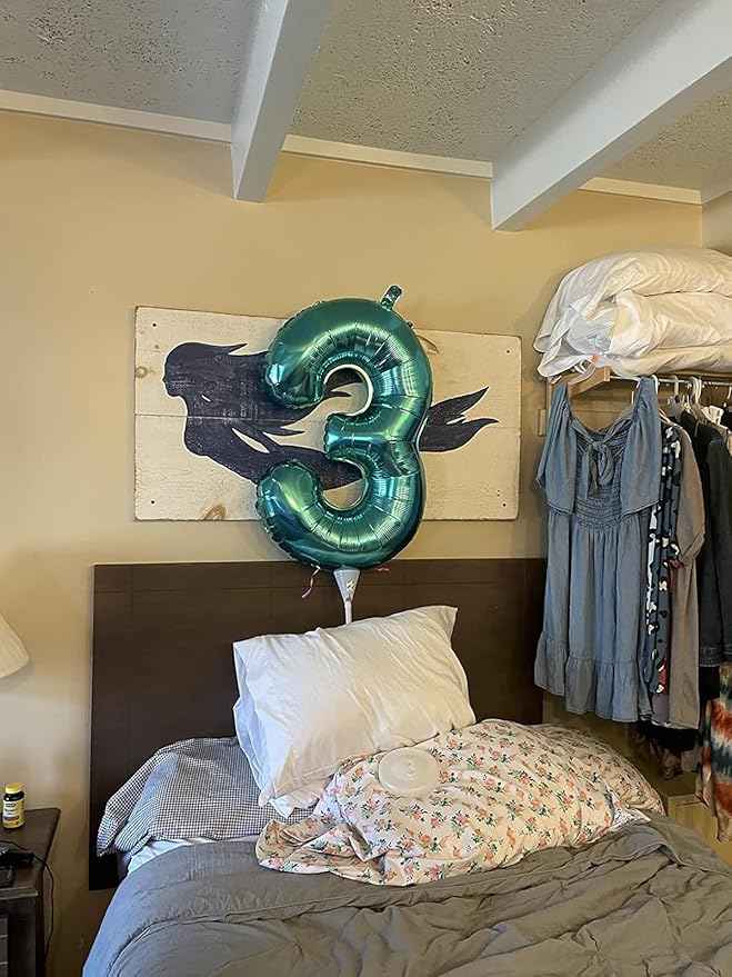 Numbers Balloon 3, 40 Inch Large Blue-green Balloon for Three Year Old Birthday Decor, 3 13 30 31 Birthday Party Decorations for Wedding Supplies