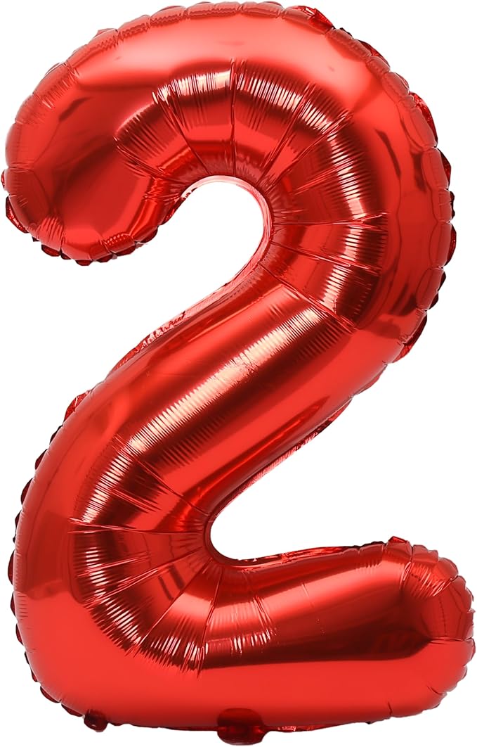YPSelected 32 Inch Large Foil Helium Number Balloon Birthday Wedding Party 0-9 (Red, 2)