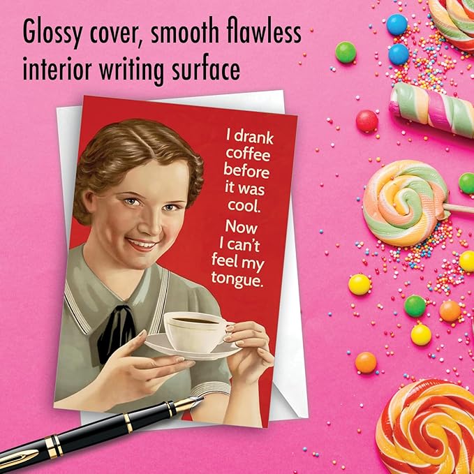 NobleWorks Funny Birthday Greeting Card with 5 x 7 Inch Envelope (1 Card) Bday Can't Feel Tongue C11080BDG