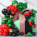 126Pcs Balloon Garland Kit Red Green Black, Different Sizes Red Black Dark Green Balloon Arch Kit Metallic Gold Balloons, Red Black Green Latex Balloons for Birthday Christmas New Year Party Decor