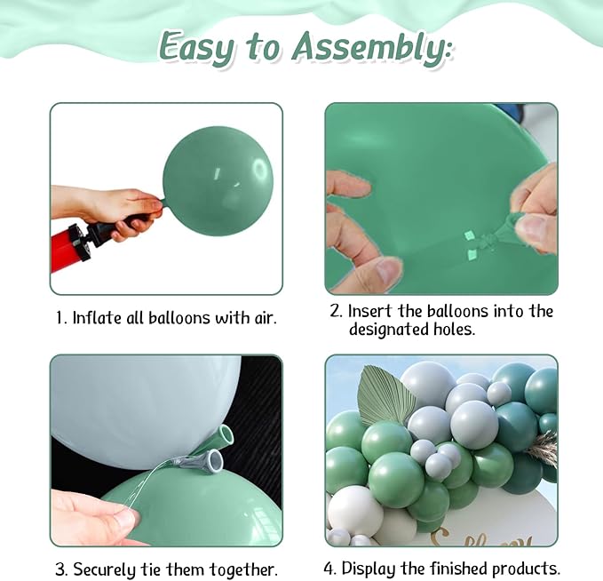 Blue and Green Balloon Arch Kit,122Pcs Sage Green Dusty Blue Matte Neutral Balloons for Boho Wedding Bachelor Party Bridal Baby Shower Engagement Anniversary Graduation Birthday Decorations