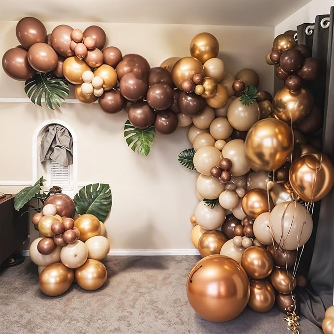 Green and Brown Balloon Arch Garland Kit, Sage Green Deer Print Gold Confetti Balloons Garland Kit with Deer Animal Balloons for Woodland Baby Shower Safari Theme Birthday Party Decorations