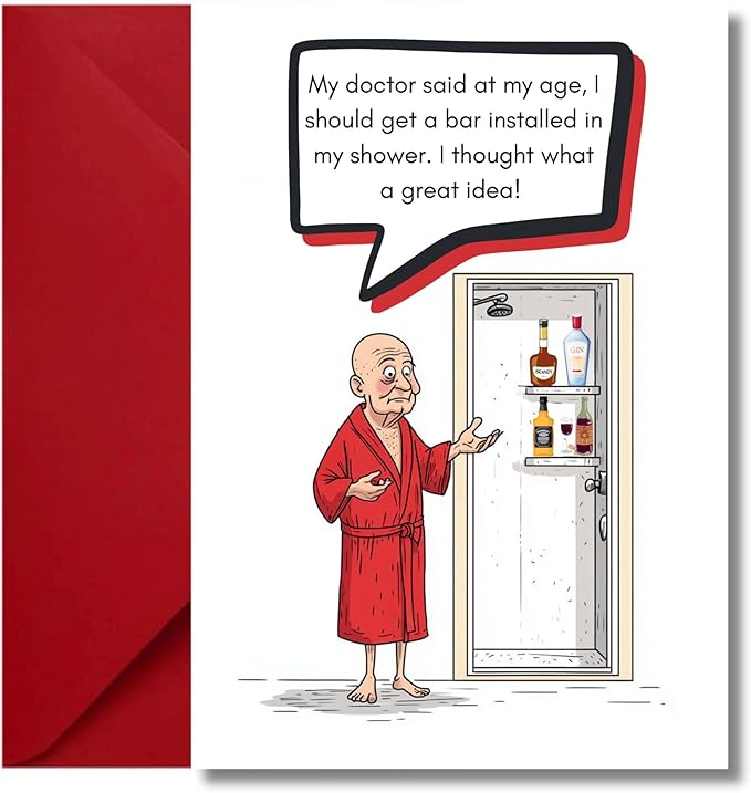 LimaLima Funny Birthday Card For Men Large 5.5 x 8.5 Shower Bar Design For Him Perfect For Husband Dad Brother