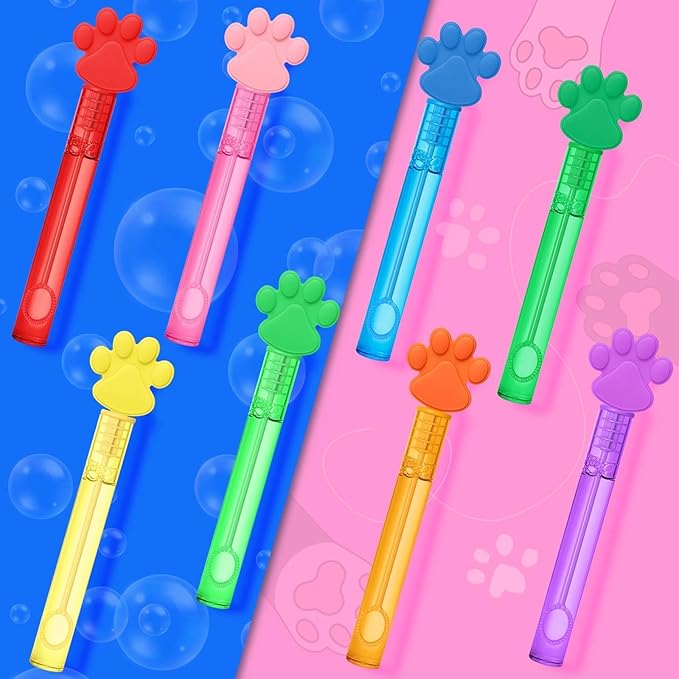 AFZMON 24Pcs Paw Party Favors Bubble Wands for Kids, Paw Print Mini Bubbles Wand for Pet Dog Puppy Pals Cat Birthday Party Supplies Goodie Gift Bag Stuffers Pinata Classroom Prizes