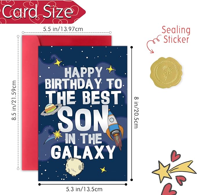 Funny Birthday Card for Son, Best Son's Birthday Gifts from Dad Mom, Happy Birthday to The Best Son in The Galaxy