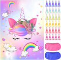 NEBURORA Pin The Horn on The Unicorn with 30 PCS Horns Birthday Party Supplies for Girls Birthday Christmas Party Game for Kids