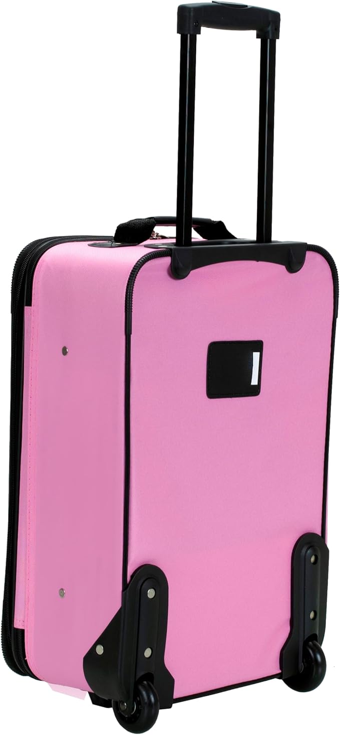 Rockland Fashion Softside 2 Piece Luggage Set, Expandable, (14" Tote/19" Upright), Pink