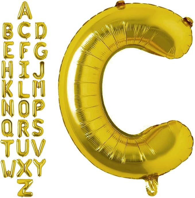 40 Inch Gold Letter C Balloons, DIY Phrase Foil Alphabet Letter C Balloons DIY Word C Banner for Birthday Anniversary Celebration Graduation Party Supplies Decoration