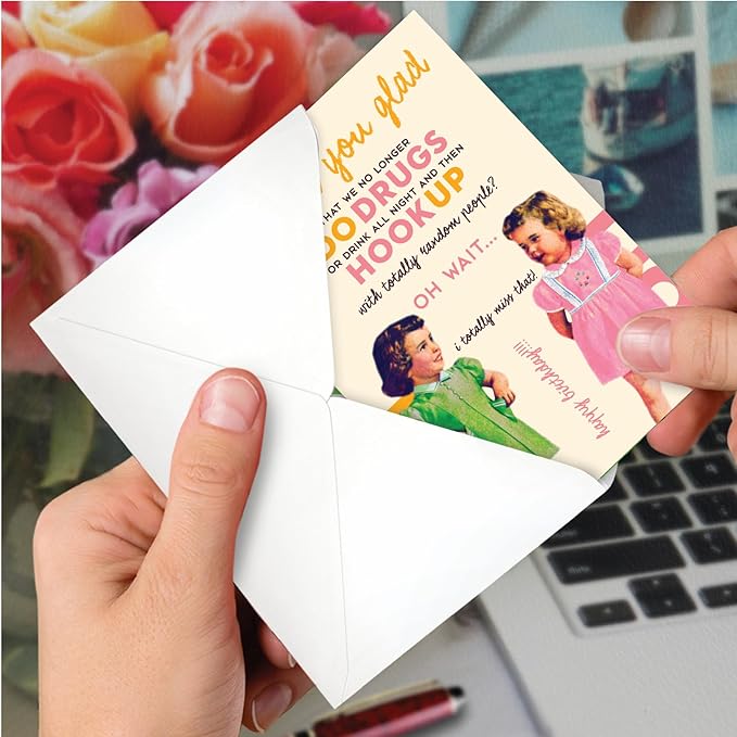 NobleWorks - 1 Sassy Happy Birthday Card Funny - Hilarious Grown-Up Card for Women, Wife, Stationery Humor - Aren't You Glad C7025BDB