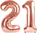 Rose Gold Number 21 Balloon 40 inch, 21 Number Balloons, 21st Birthday Decorations, 21 Year Old Women Men Rose Gold Party Supplies