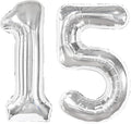 40 Inch Silver Number 15 Digital Balloon,Jumbo Mylar Foil Helium Balloon for 15 Balloons for Birthday Party,Wedding Anniversary Party Decorations