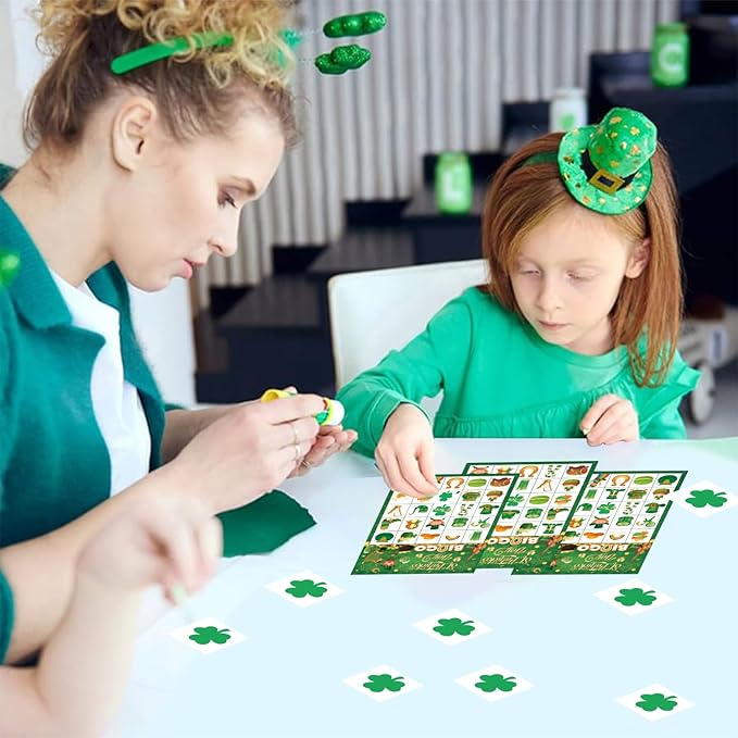JGCWorker St. Patrick's Day Bingo Game - Fun Party Supplies for Kids Adults, 24 Players, Festive Irish Themed Craft Cards for School Classroom, Family Activities, and St. Patty's Party Favors