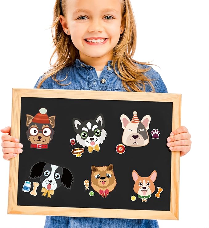 24 Sheets Dog Make a Face Sticker Sheets for Kids Todders Activities, Make Your Own Stickers for Kids Birthday Party Favor Supplies Craft