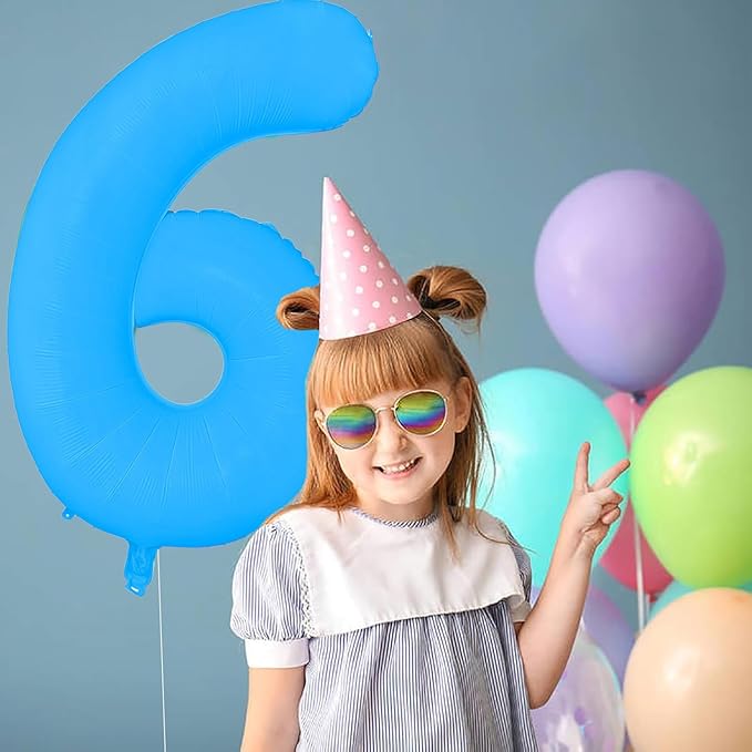 Fluorescent Blue Number Balloon 40 inch Giant Foil Helium Balloons Blue Number 0 Balloon for Birthday Party Decorations