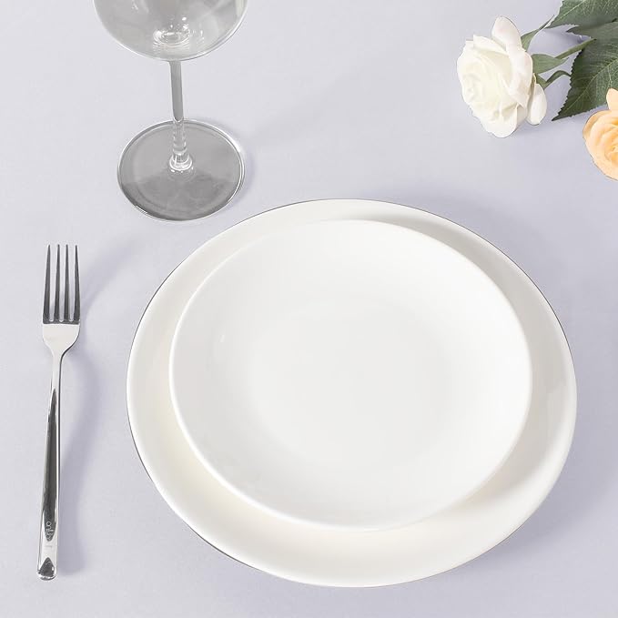 sancua White Round Tablecloth 108 Inch Diameter, 6 Pack - Circle Polyester Fabric Table Cloth for Wedding Party Reception Banquet Birthday, Washable Formal Table Cover (Fit 42-96 Inch Tables)