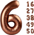 40 Inch Dark Brown Balloon Number 6 Balloon,6 Foil Mylar Helium Large Digital Balloon Birthday Numbers Jumbo Balloons 16th or 61st Anniversary Party Decorations Supplies