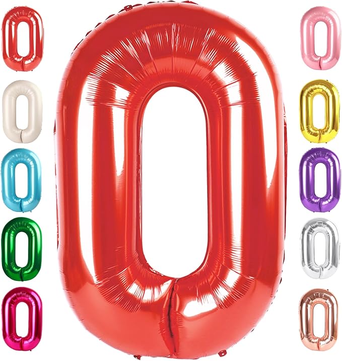 Number 0 Balloons 40 Inch Red Number Balloons for 10 20 30 40 50 60 70 80 90 100 Numbers Balloon Birthday Decorations Wedding Event Baby Shower