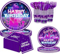 175Pcs Demon Movie Hunters Party Tableware,Birthday Decorations Party Napkins Plates Knives Forks Cups Spoons Party Decorations Serve 25