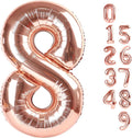 40 Inch Number 8 Balloon, Rose Gold 8 18 28 80 Birthday Balloons for Men Boys, 8th Birthday Decorations Party Supplies, Wedding, Graduations