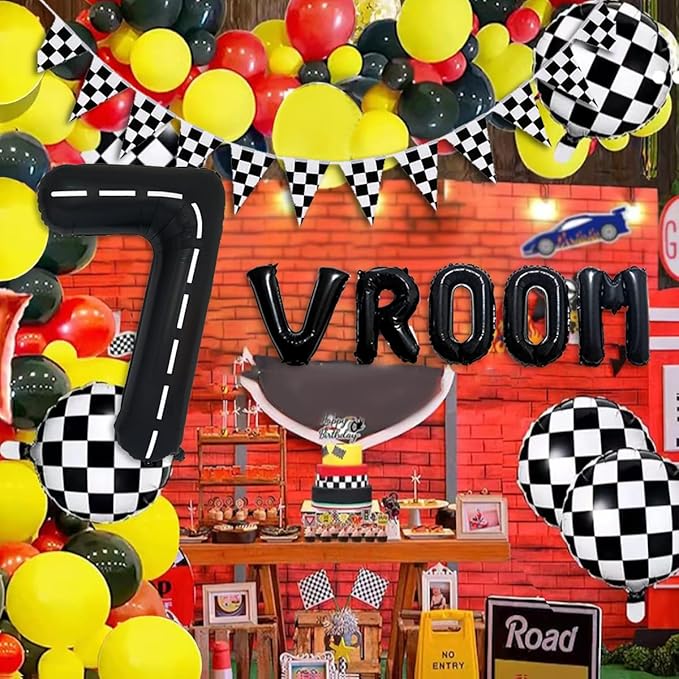 134pcs Race Car Balloon Birthday Party Supplies Decorations for Boys - Racing car Theme Party Supplies Happy Birthday Racecar Number Balloons Garland Kit Birthday Party (Arch, 7)
