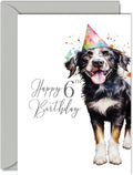 6th Birthday Cards for Girls Boys - Party Dog - Happy Birthday Card for 6 Year Old Girl Boy Granddaughter Grandson Daughter Son Niece Nephew, A5 Bday Greeting Cards