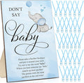 Geetery 51 Pcs Don't Say Baby Game Sign Cool Baby Shower Game 50 Pacifier Necklace Wooden Don't Say Sign Plastic Pacifier Party Favor for Gender Reveal(Elephant,Blue)