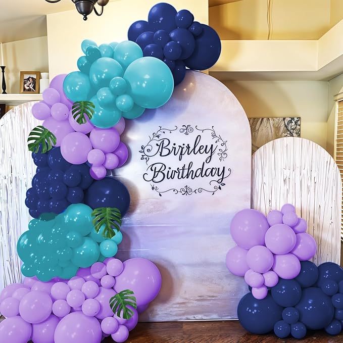 Teal Purple and Blue Balloon Arch Garland Kit, Navy Blue Purple Teal Balloons Garland Kit with Star Balloons for Birthday Hawaii Tropical Party Supplies Video Gaming Baby Shower Party Decorations