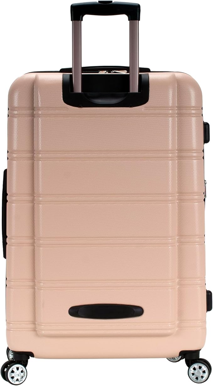Rockland Melbourne Hardside Expandable Spinner Wheel Luggage, Checked Large 28", Champagne