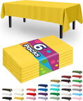 Pureegg Plastic Table Cloth Disposable 6 Pack, 54 x 108 Inch Table Cloths, Easter Party, Decorative Tablecloths, Rectangle, Lemon, Pastel Plastic Cover, Waterproof, Yellow
