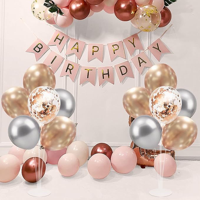 Champagne Balloon Stand Centerpiece Table Decorations for Women's Birthday Bridal Shower Wedding Engagement Anniversary Retirement Mother's Day New Years Decorations 2026 (Champagne set4)