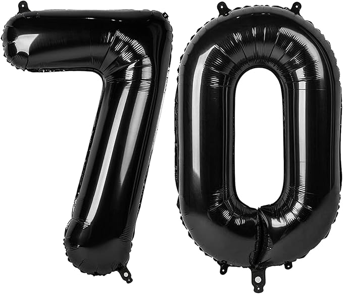 Black Number 70 Balloon 40 inch, 70 Number Balloons, 70th Black Birthday Decorations, 70 Year Old Women Men Party Supplies