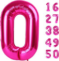 Rose Red Number 0 Balloon 40 Inch,Jumbo Giant Mylar Hot Pink Number 0,Big Large Foil Helium Number Balloons, Balloons for 10 20 30 100 Birthday Party Decorations Supplies Anniversary Celebration