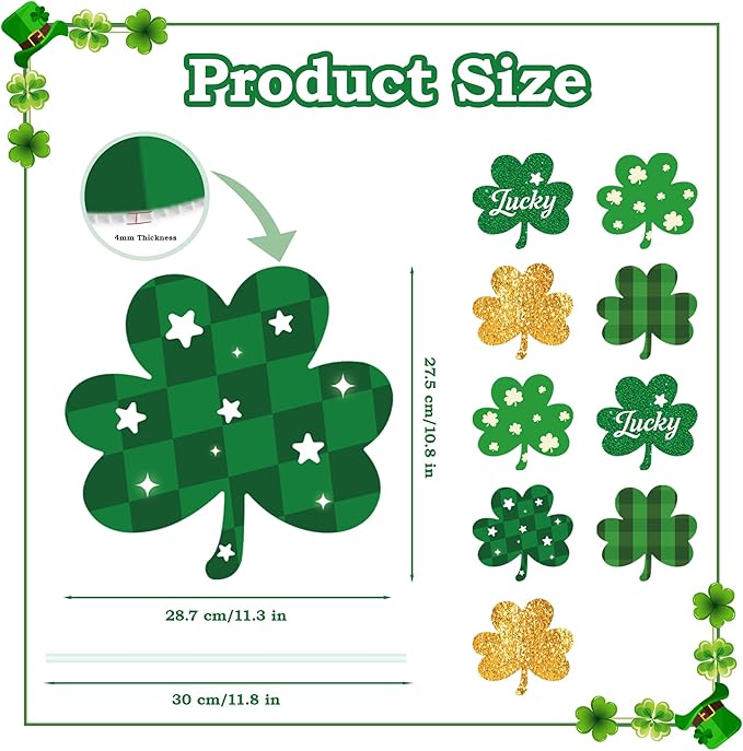 10 Pcs St Patrick's Day Decorations Outdoor, St Patricks Day Decorations Yard Signs with Stakes, Large Green and Gold Clover Signs for Irish-Themed Party Favor, Shamrock Decor for Yard Lawn Garden
