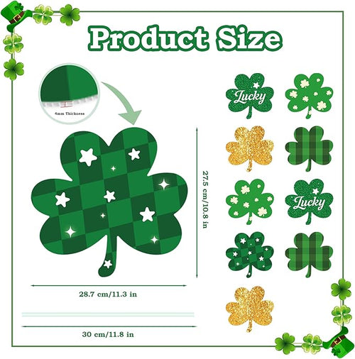 10 Pcs St Patrick's Day Decorations Outdoor, St Patricks Day Decorations Yard Signs with Stakes, Large Green and Gold Clover Signs for Irish-Themed Party Favor, Shamrock Decor for Yard Lawn Garden
