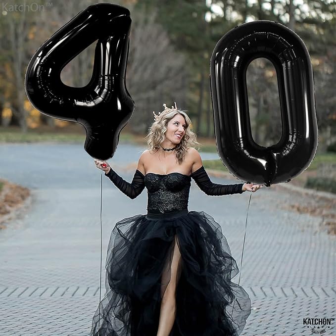 Large, Black 0 Balloon Number - 40 Inch | Foil Number Balloons for Birthday Party Decorations | 0 Balloon For Anniversary Decorations | Black Party Decoration