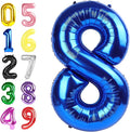 Balloon 8 Numbers, 40 Inch Blue Large Birthday Decorations for Men, Balloons Decoration for Happy 8 18 28 80 Birthday, Wedding Anniversary, Christmas, New Year, Halloween Party Decoration