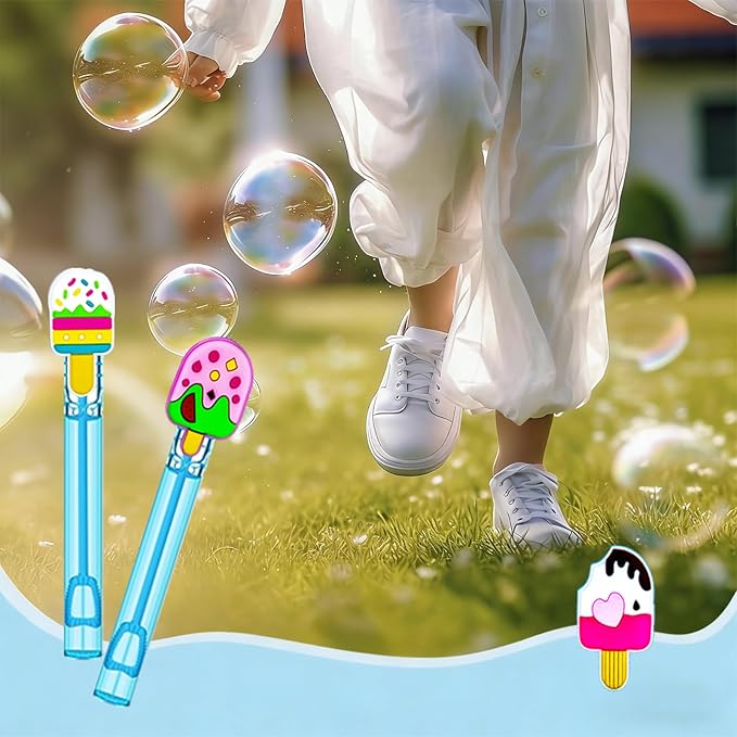 24-Pack Ice Cream Themed Bubble Wands – Assorted Ice Cream Designs Party Favors, Goodie Bag Stuffers & Piñata Fillers for Ice Cream Birthday Parties, Sweet Themed Celebrations & Carnival Prizes