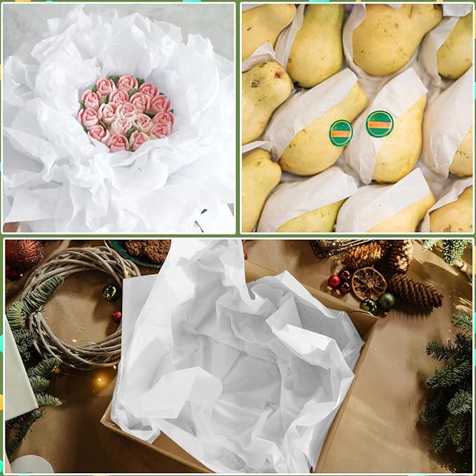 RYKOMO 200 Sheets 15 x 20 inch Acid Free Archival Tissue Paper, White No Lignin Free Packing Tissue Paper for Preserving Clothing Storage Festival Gift Wrap Mother's Day Party Décor