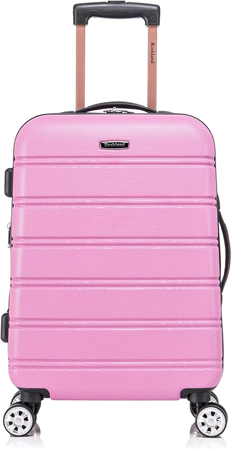 Rockland Melbourne Hardside 2 Piece Expandable Spinner Wheel Luggage Set, Carry-On 20" and Tote 14", Pink
