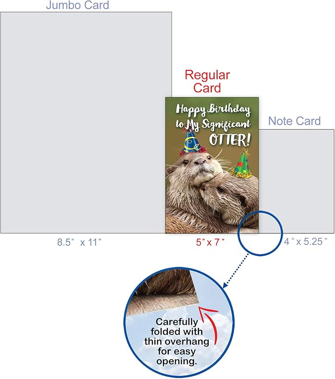 NobleWorks - 1 Cute Birthday Card with Envelope - Funny Wild Animals and Pets, Birthday Greeting - Otterly Awesome C6574GBDG