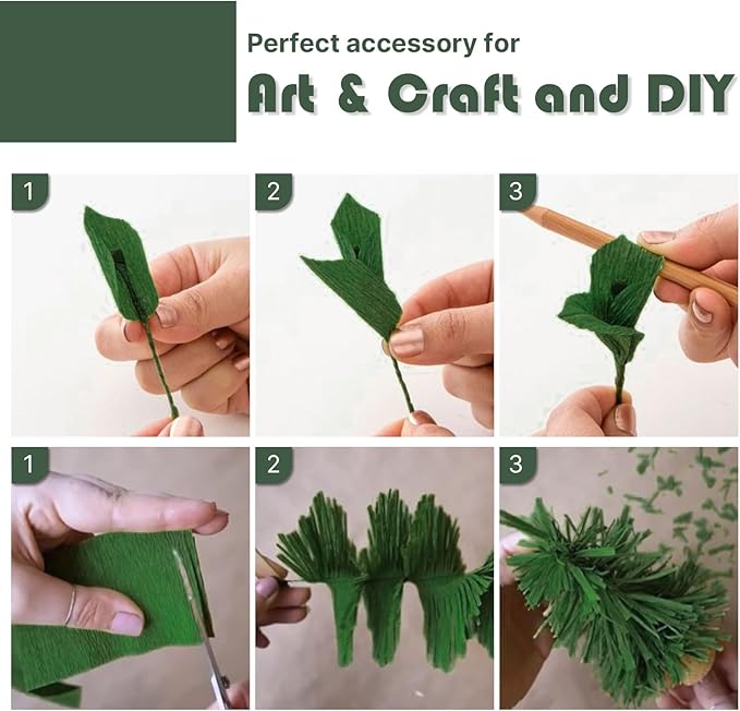 PartyWoo Dark Green Crepe Paper Streamers 4pcs 328ft Pack of Sage Emerald Forest Hunter Green Crepe Paper Streamers for Birthday Baby Shower Woodland Dinosaur Jungle Football Theme Party Decorations