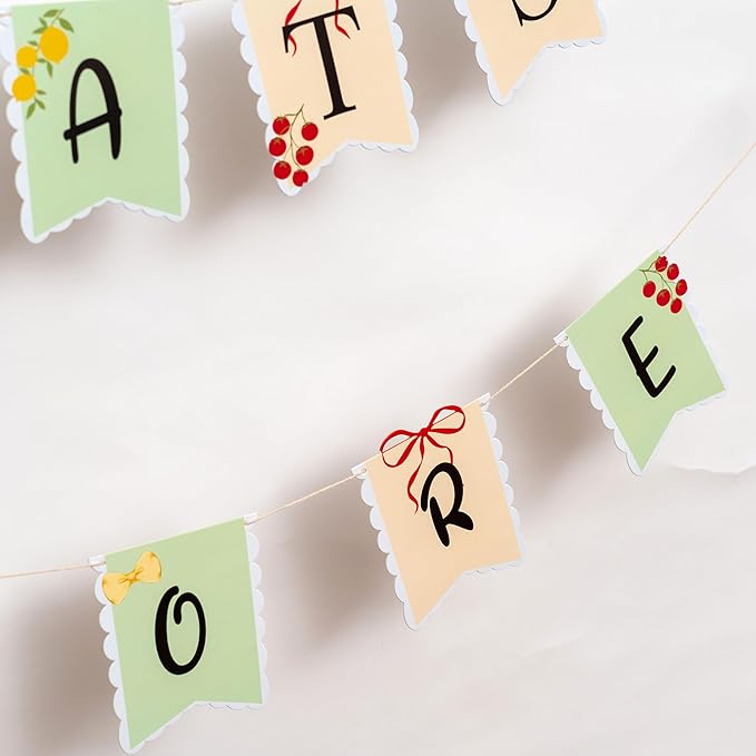 That's Amore Italian Themed Decorative Banner-Wedding Banner Hanging Garland for Bachelorette, Engagement or Wedding Party Decorations Bridal Shower Photo Prop Sign