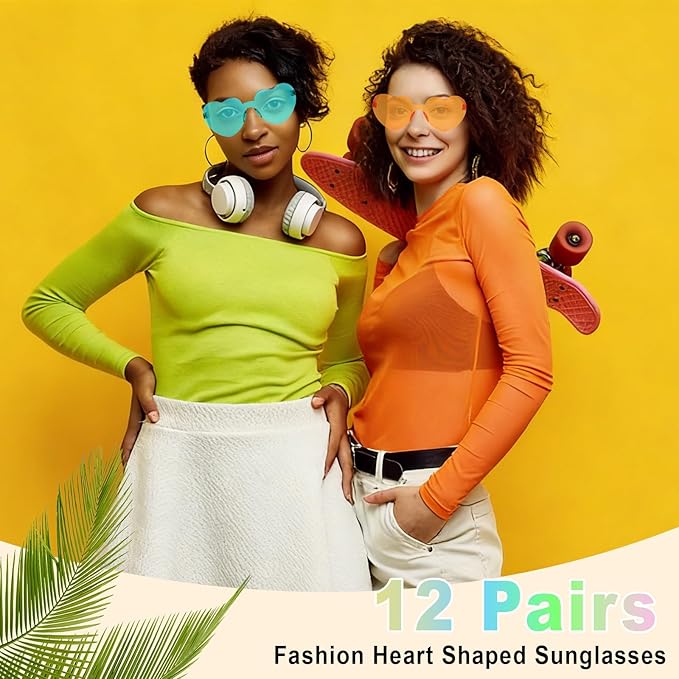 Heart Sunglasses 12/18/24 Pcs Heart Shaped Glasses for Women Cute Funny Party Glasses Party Favors Accessories