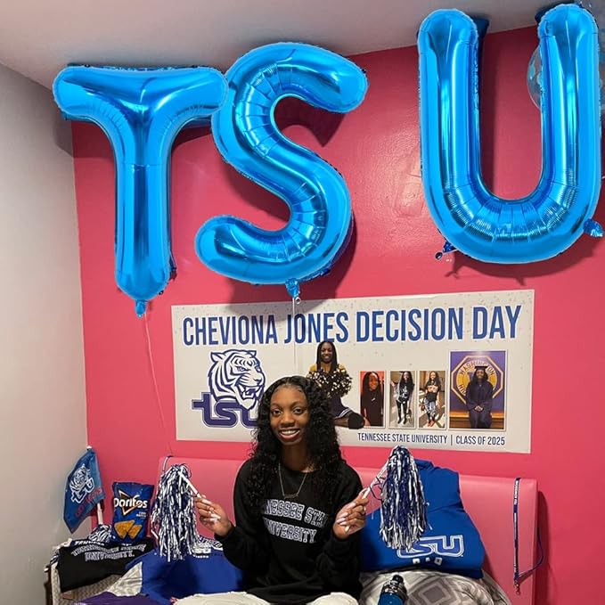 TONIFUL 40 Inch Large Blue Letter U Balloon - Giant Alphabet Foil Mylar for 2026 Graduation Birthday Party, Anniversary, New Year, Graduation Supplies Decorations