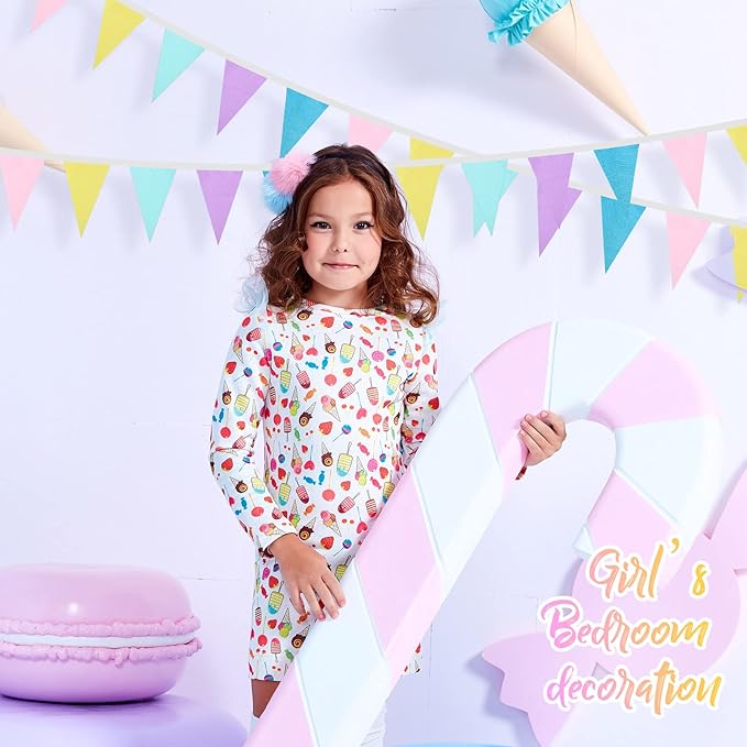 Tatuo 120 Pcs/45 Feet Pennant Banner Flags 4 Pack Pastel Garland Party Decorations Colorful Triangle Bunting Banner Fabric Pennant Flag for Pastel Birthday Easter Garden Baby Shower Wedding Outdoor