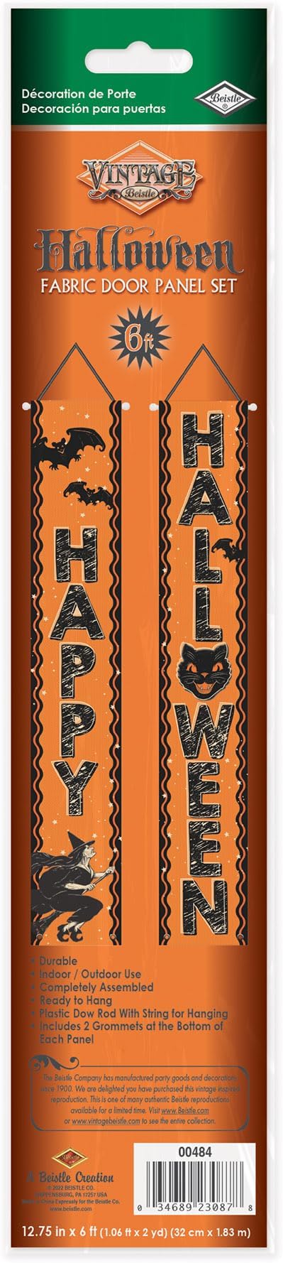 Beistle 6' Fabric Vintage Halloween Decorations Door Panel Set, Indoor/Outdoor Use, Celebrating With You Since 1900