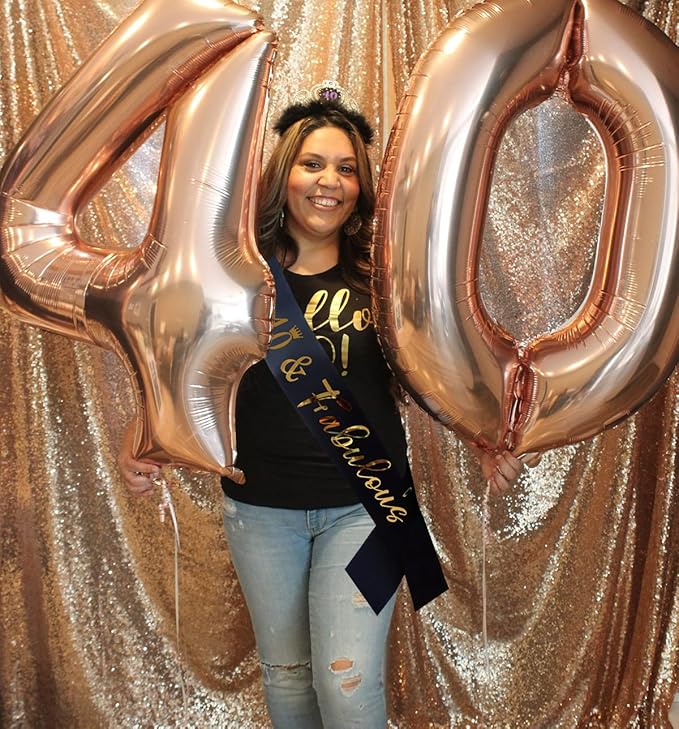 40th Birthday Sash for Women and Men 40&Fabulous Sash Black with Gold Foil Lettering